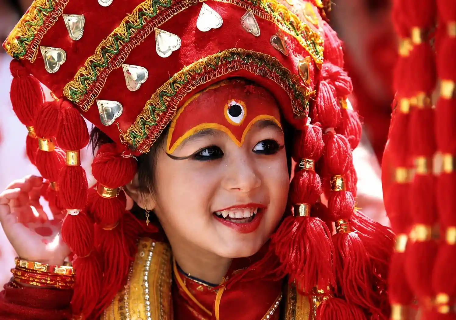 Young Kumari in traditional attire.